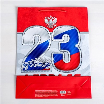Пакет ламинированный вертикальный «23 февраля!», MS 18 × 23 × 10 см